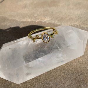 NEW 18K Yellow Gold Diamond Branch Leaf Ring